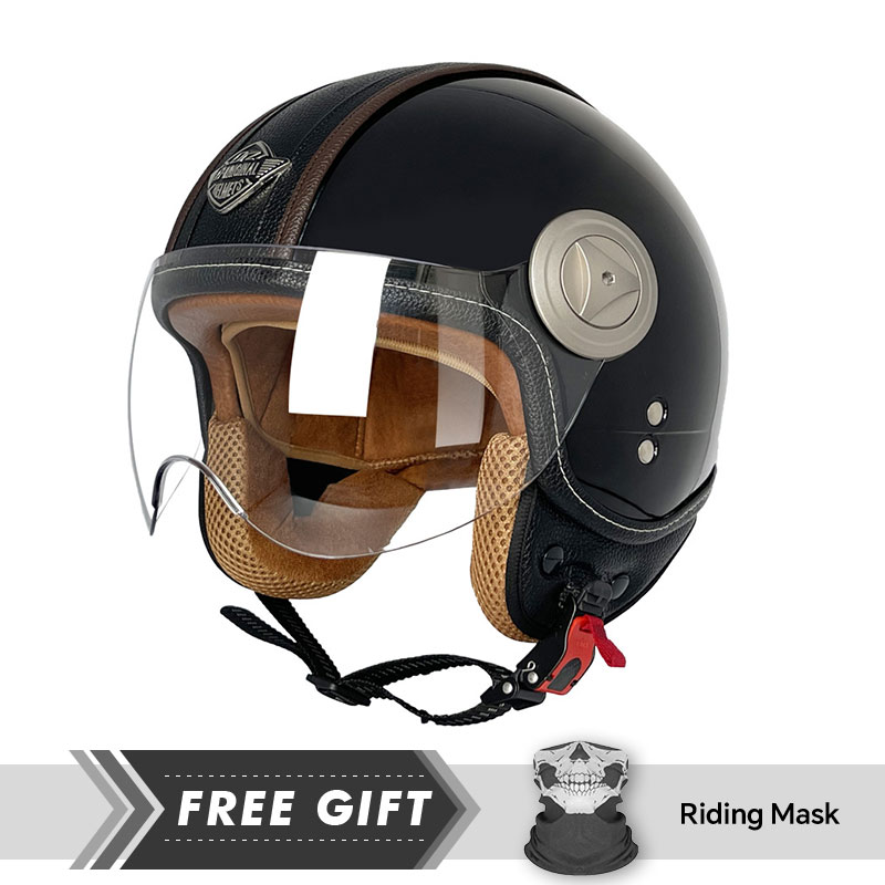 Motorcycle Gear In Store - 3/4 Açık Yüz Kask Vintage Açık