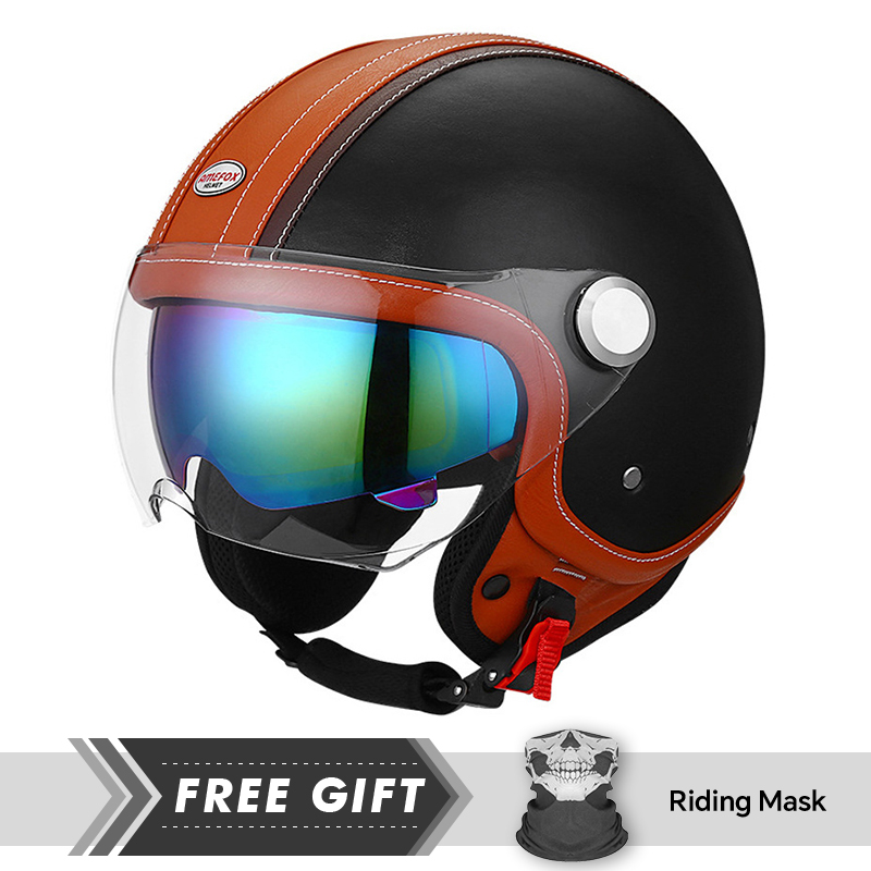 Motorcycle Gear In Store - Siyah Açık Yüz Motosiklet Kaskları Vintage