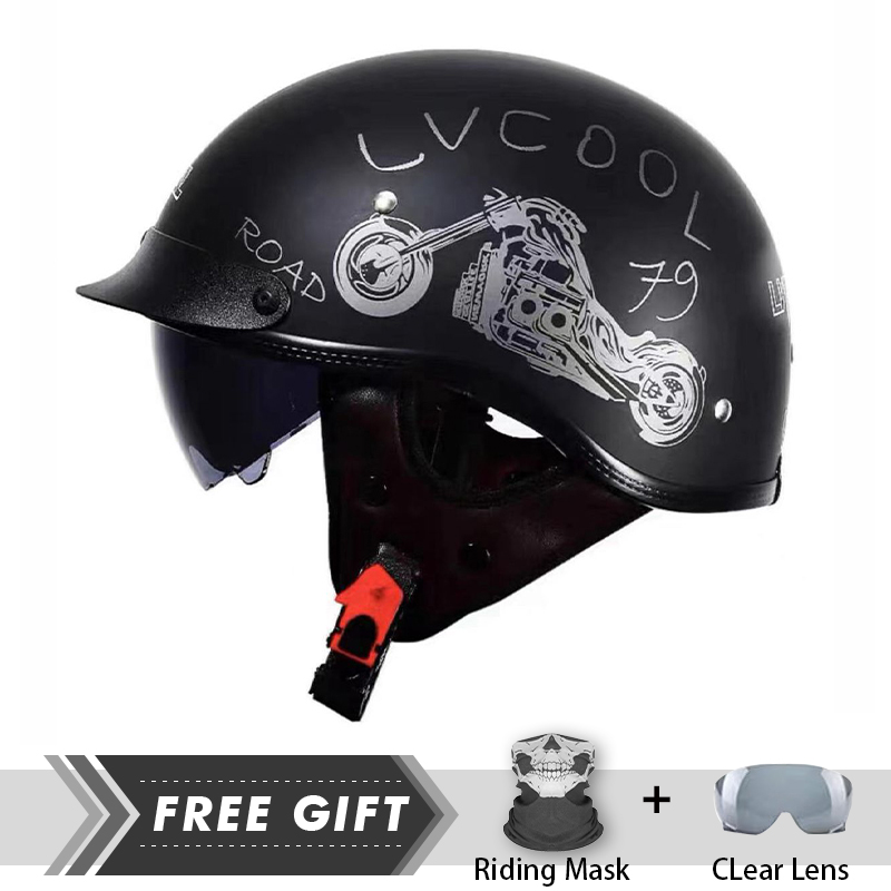 Motorcycle Gear In Store - Erkekler kadınlar yarım yüz kask ABS